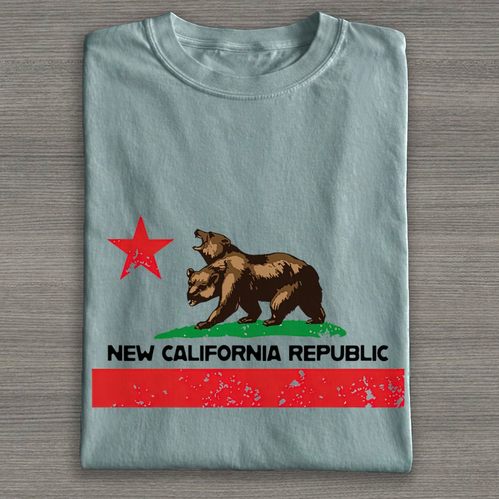 New California Republic Bear GraphicCotton T-shirt
