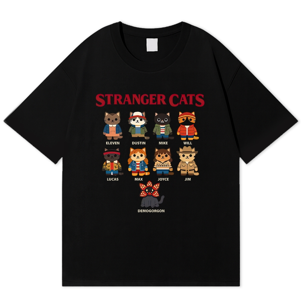 Stranger Cats Character Grid Cotton T-shirt