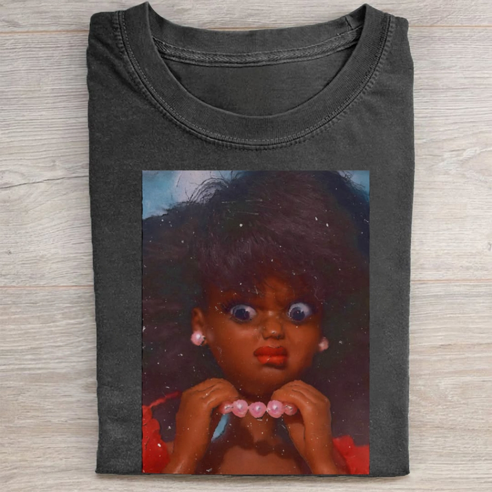  Vintage Black Barbie Doll Meme Casual Vintage Washed Tee