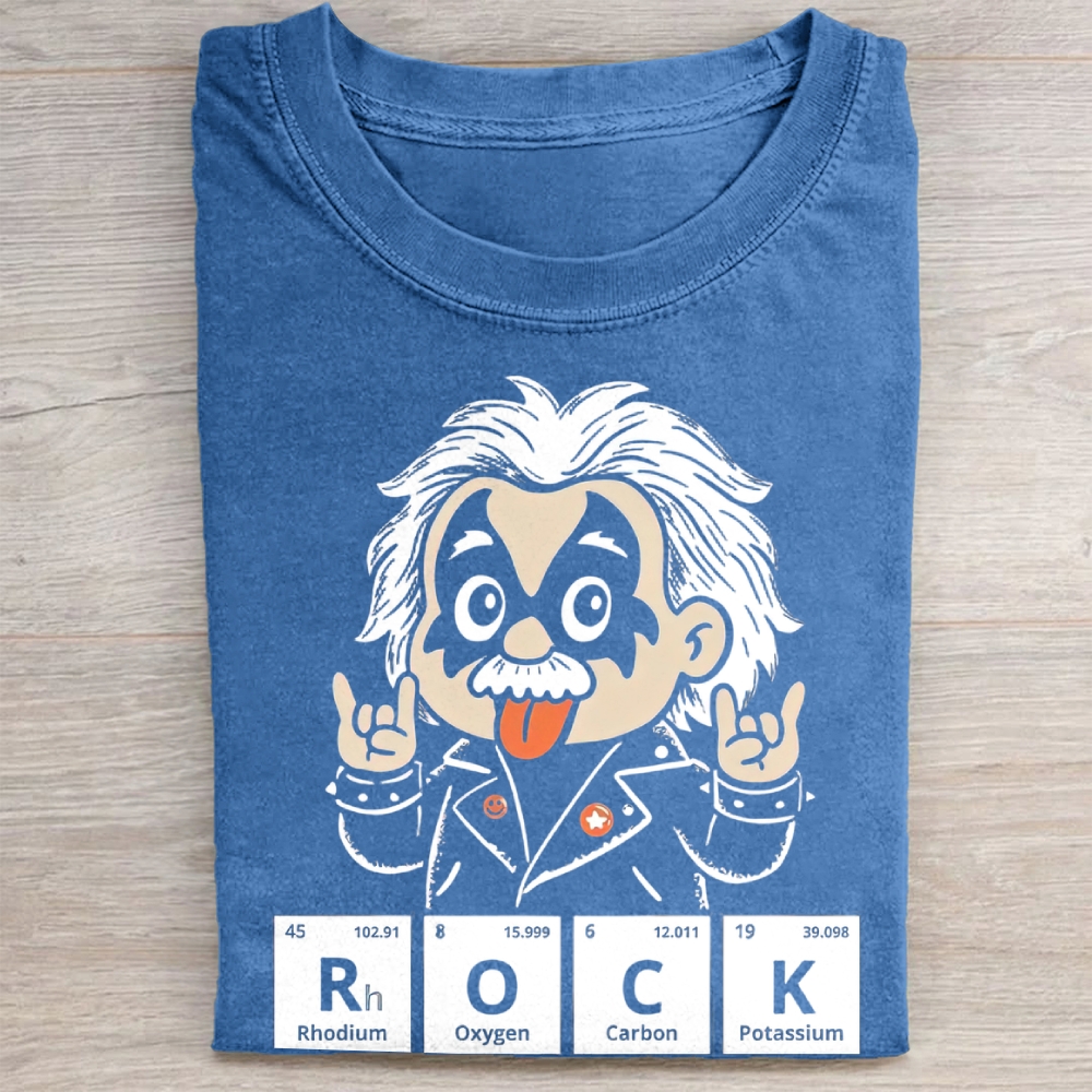 "ROCK" Einstein Heavy Metal Parody Vintage Washed Tee 