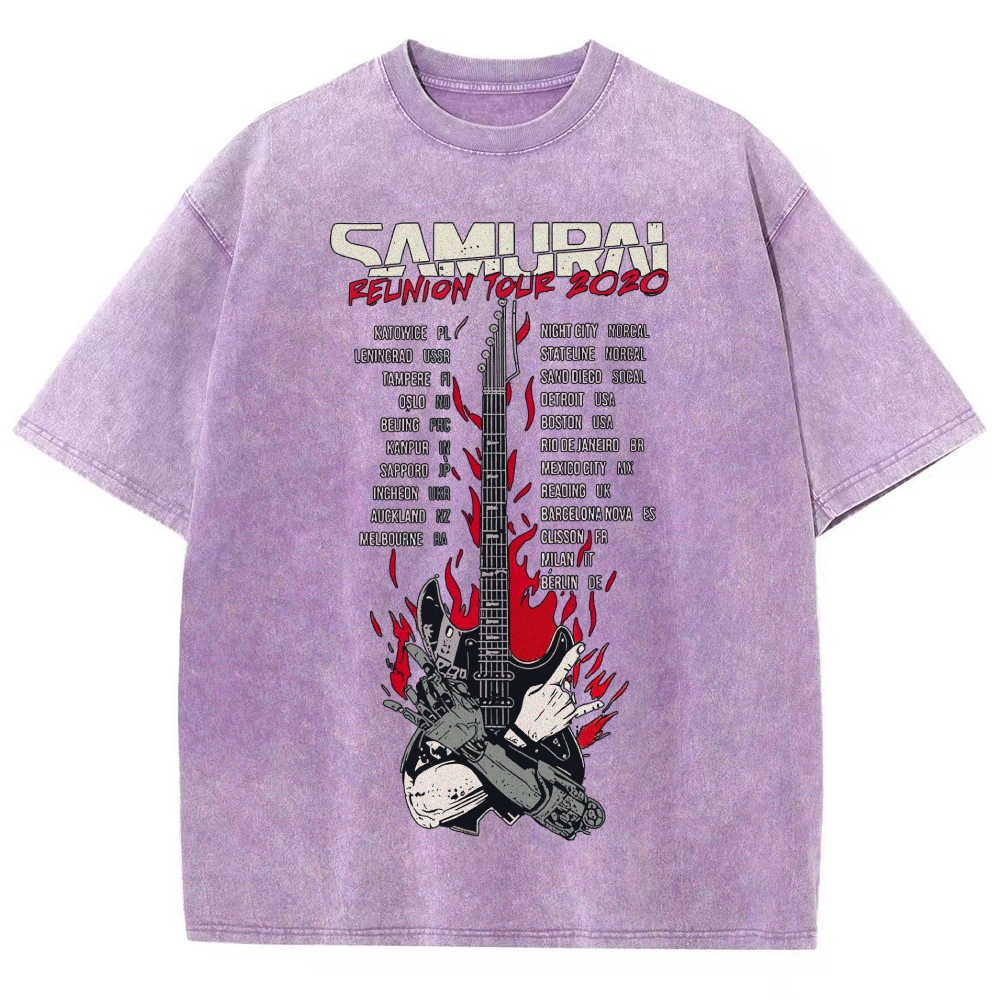 Vintage "Samurai Reunion Tour 2020" Rock Band Graphic Oversized Washed T-Shirt