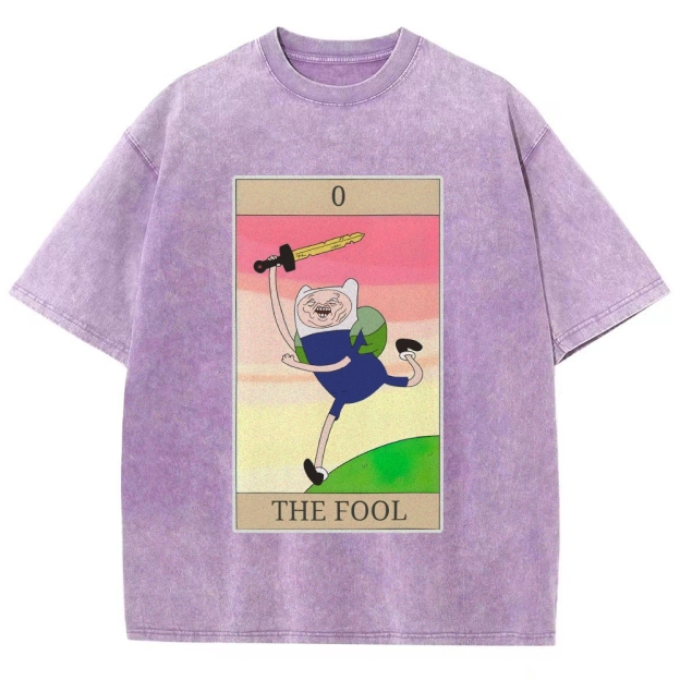Vintage "Adventure Time The Fool" Finn Tarot Graphic Washed T-Shirt