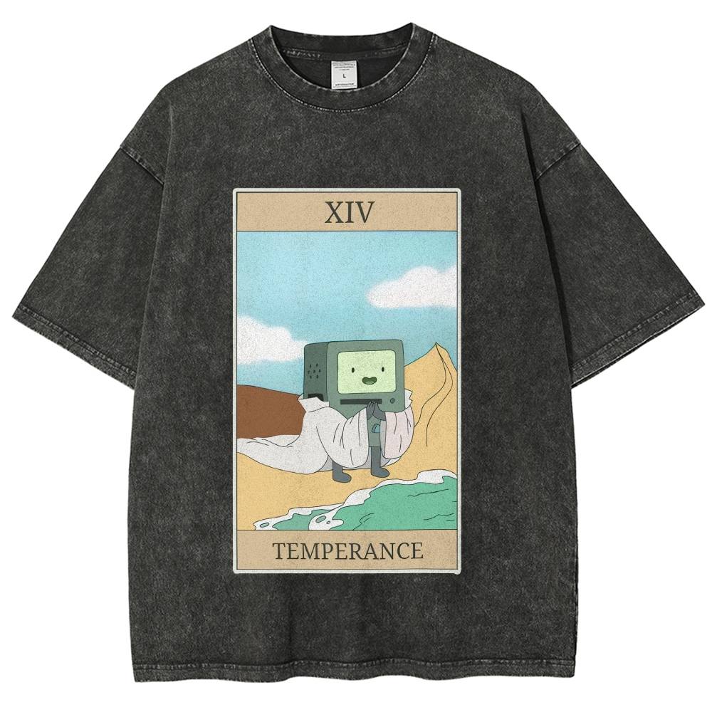 Vintage "Adventure Time Temperance" BMO Tarot Graphic Washed T-Shirt
