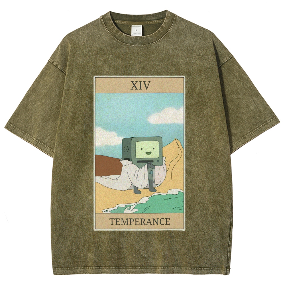 Vintage "Adventure Time Temperance" BMO Tarot Graphic Washed T-Shirt