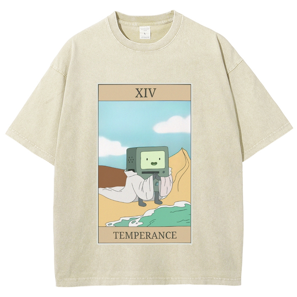 Vintage "Adventure Time Temperance" BMO Tarot Graphic Washed T-Shirt