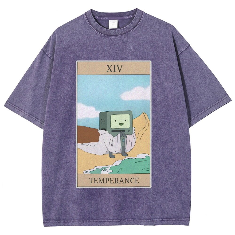 Vintage "Adventure Time Temperance" BMO Tarot Graphic Washed T-Shirt