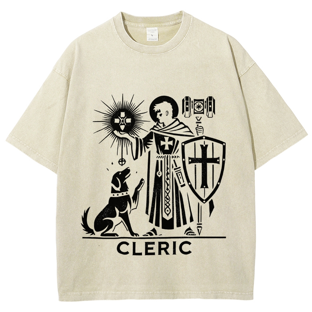 Vintage "D&D Cleric Class" Holy Priest Graphic Washed T-Shirt
