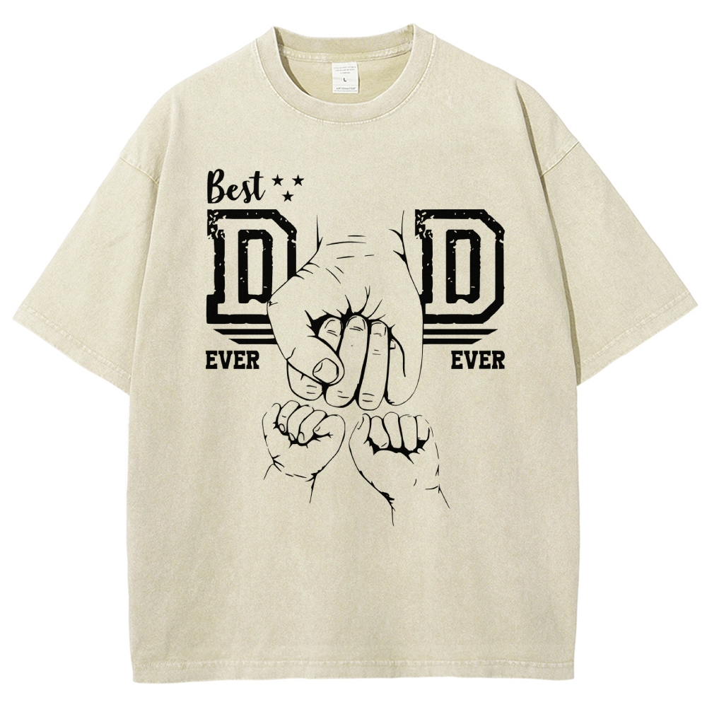  "Best Dad Ever" Fist Bump Father's Day Washed T-Shirt 