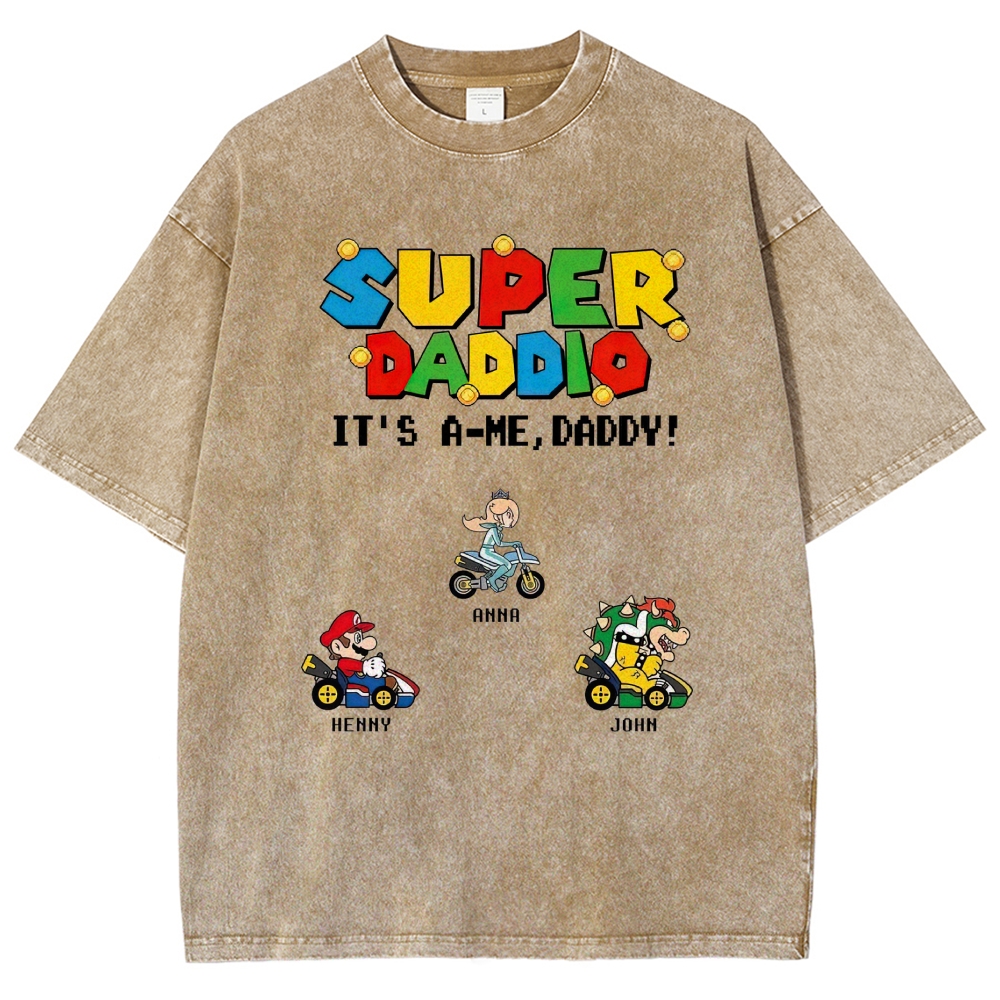 "Super Daddio" Personalized Father's Day Washed T-Shirt 