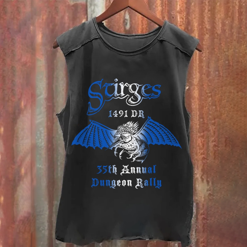  Vintage "Sturges 1491 DR Dungeon Rally" Fantasy Creature Graphic Washed Tank Top