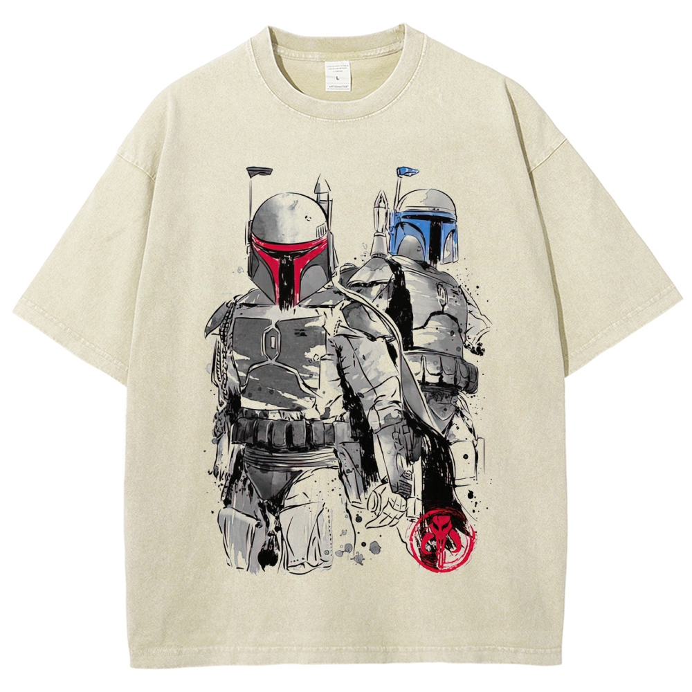 Mandalorian Bounty Hunters Watercolor Art Washed T-Shirt