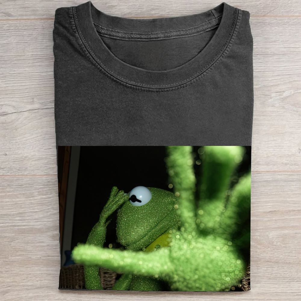Glittery Kermit the Frog Meme Vintage Washed Tee