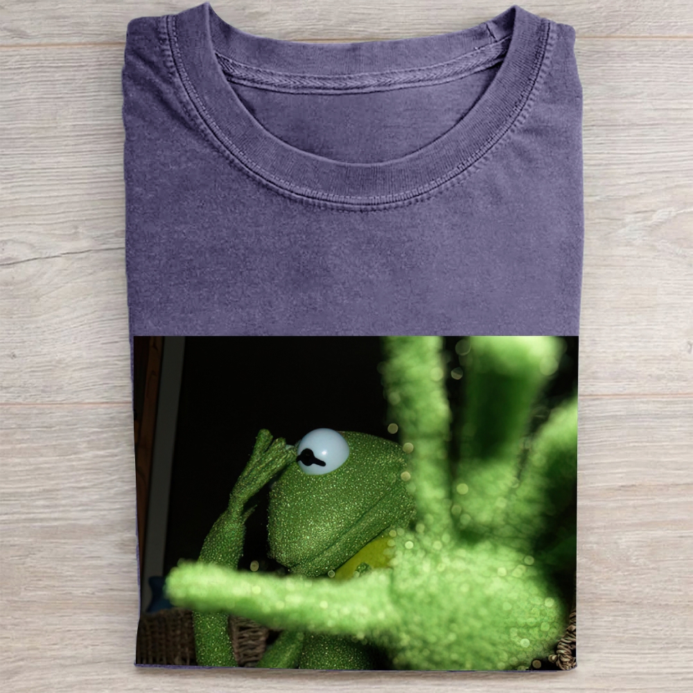 Glittery Kermit the Frog Meme Vintage Washed Tee