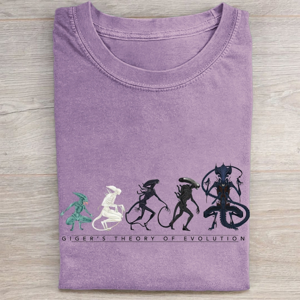 "Giger's Theory of Evolution" Alien Evolution Vintage Washed Tee