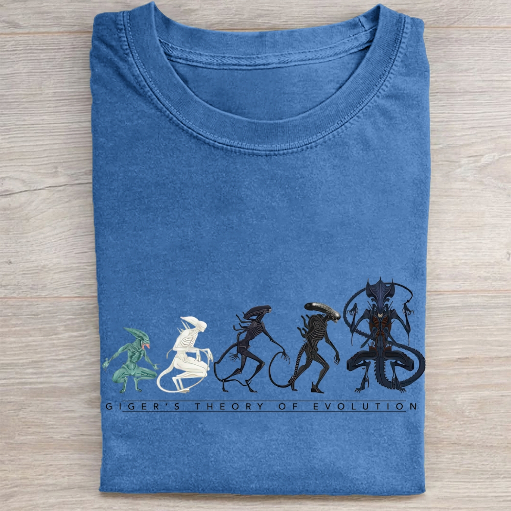 "Giger's Theory of Evolution" Alien Evolution Vintage Washed Tee