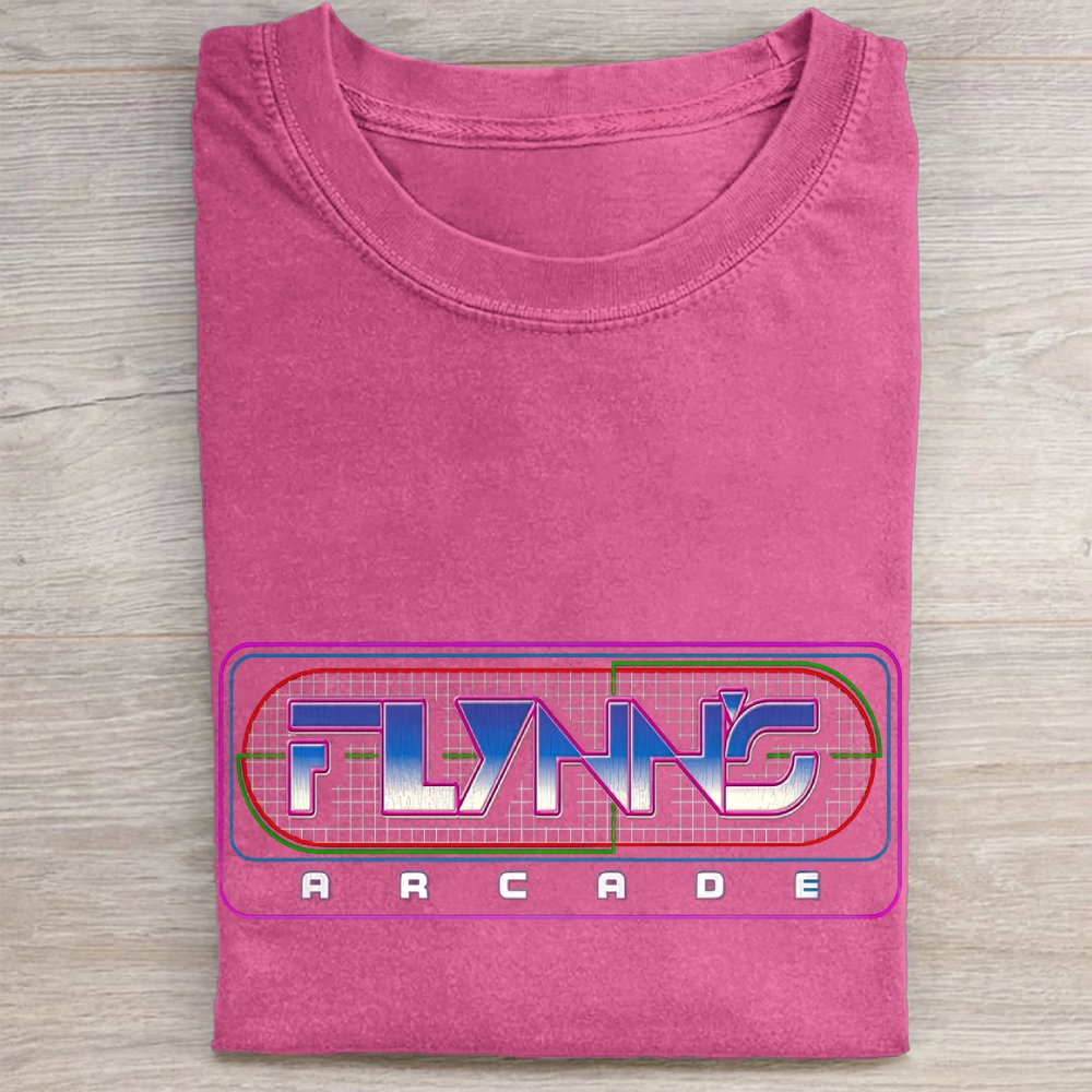 "Flynn's Arcade" Retro Neon Vintage Washed Tee 
