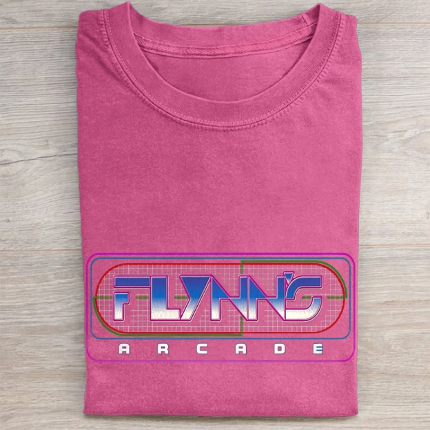 "Flynn's Arcade" Retro Neon Vintage Washed Tee 