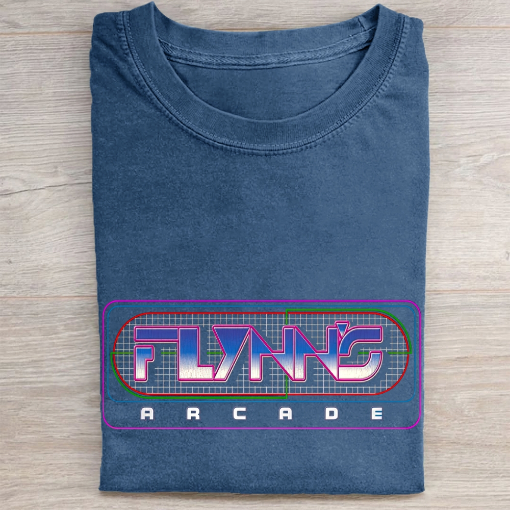 "Flynn's Arcade" Retro Neon Vintage Washed Tee 