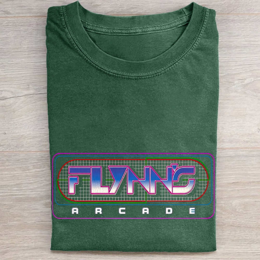 "Flynn's Arcade" Retro Neon Vintage Washed Tee 