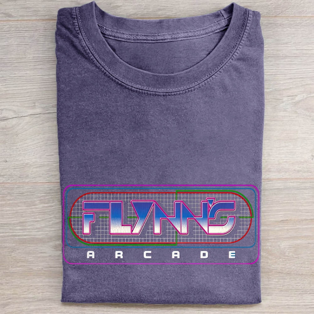 "Flynn's Arcade" Retro Neon Vintage Washed Tee 