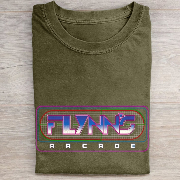 "Flynn's Arcade" Retro Neon Vintage Washed Tee 