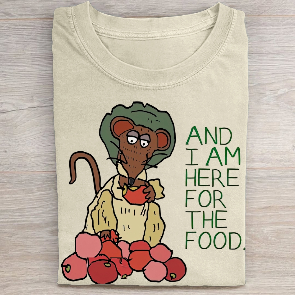 "And I Am Here For The Food" Rizzo the Rat Vintage Washed Tee