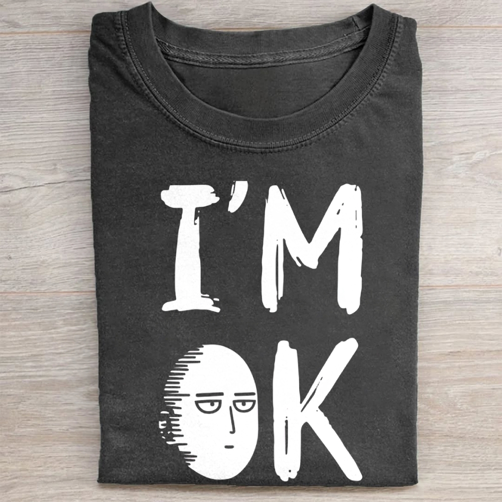 "I'm OK" Saitama Minimalist Vintage Washed Tee 