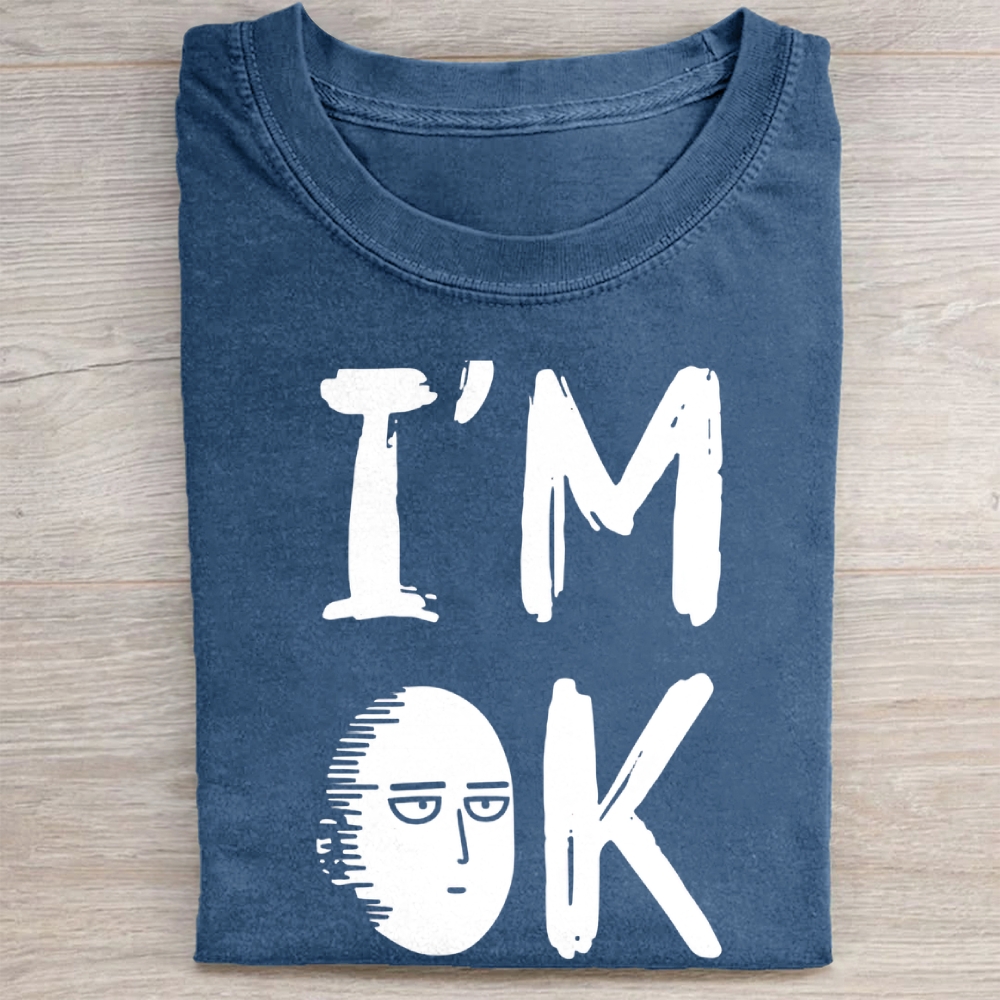 "I'm OK" Saitama Minimalist Vintage Washed Tee 