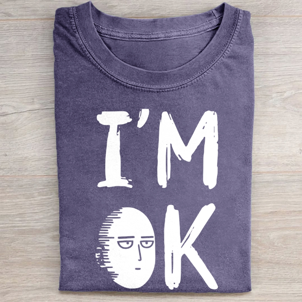 "I'm OK" Saitama Minimalist Vintage Washed Tee 