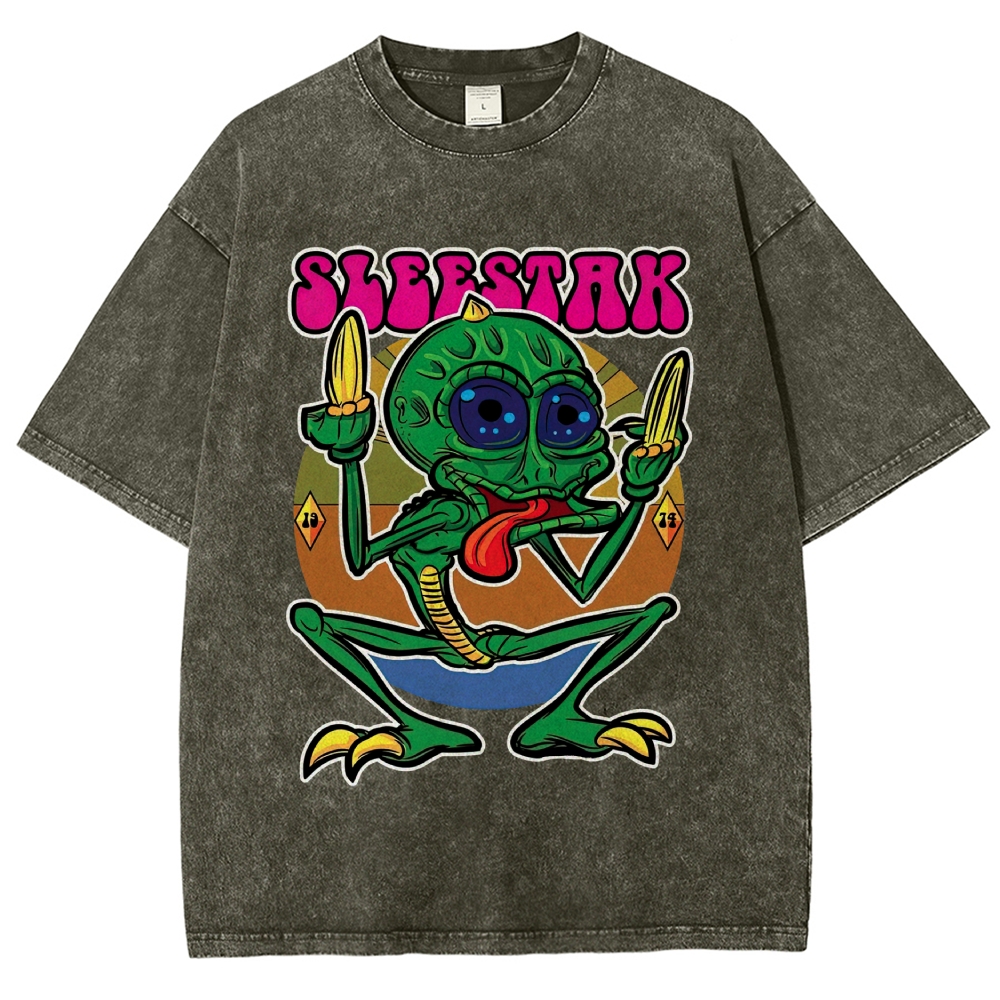 "Sleestak" Land of the Lost Retro Cartoon Washed T-Shirt