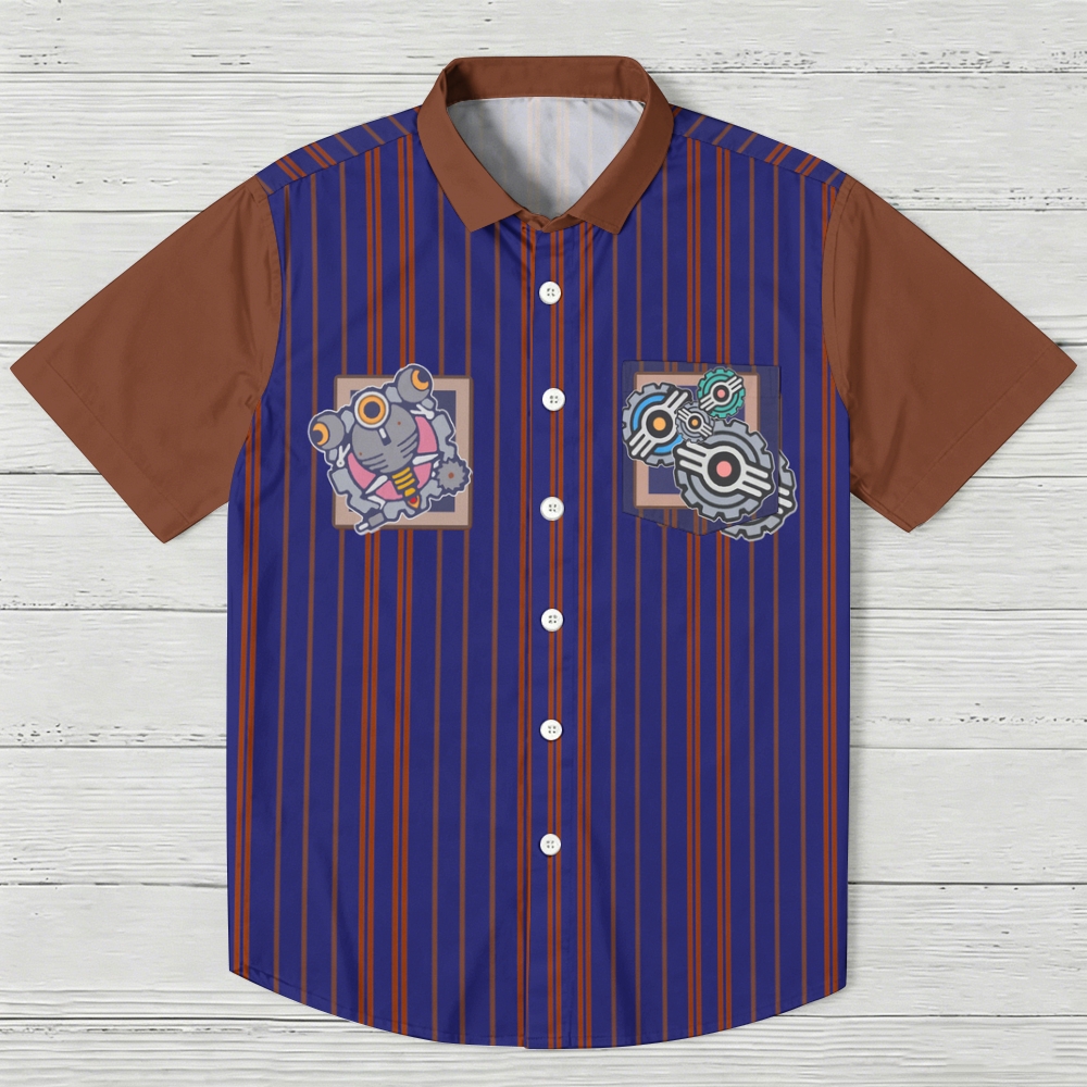 "Fallout Industrial Gear" Vintage Striped Hawaiian Shirt