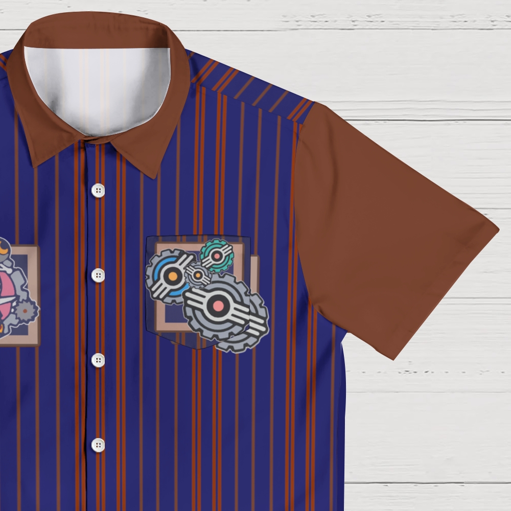 "Fallout Industrial Gear" Vintage Striped Hawaiian Shirt