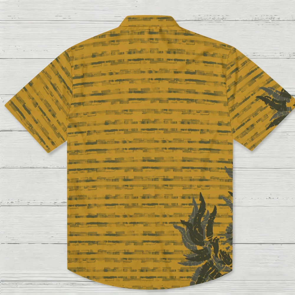 "Dragon Communion Seal" Vintage Striped Hawaiian Shirt 