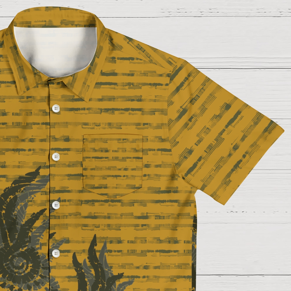 "Dragon Communion Seal" Vintage Striped Hawaiian Shirt 