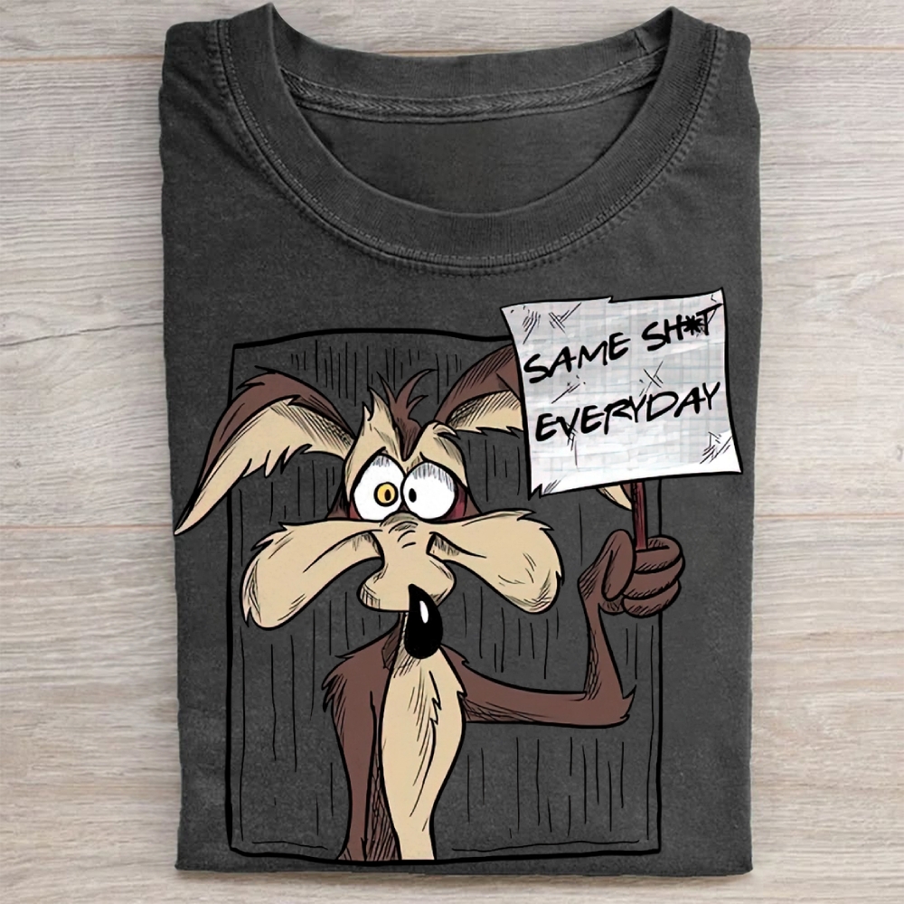  "Same Sht Everyday" Wile E. Coyote Meme Vintage Washed Tee