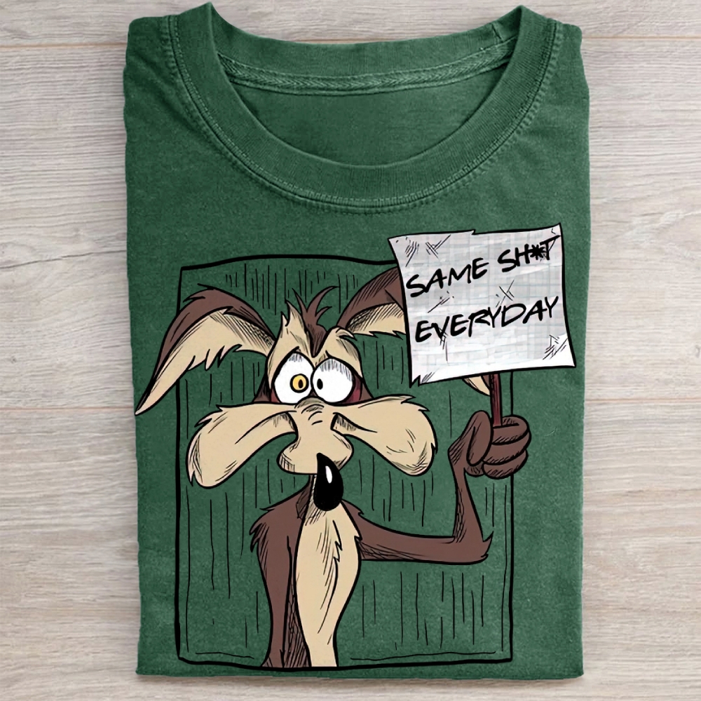  "Same Sht Everyday" Wile E. Coyote Meme Vintage Washed Tee