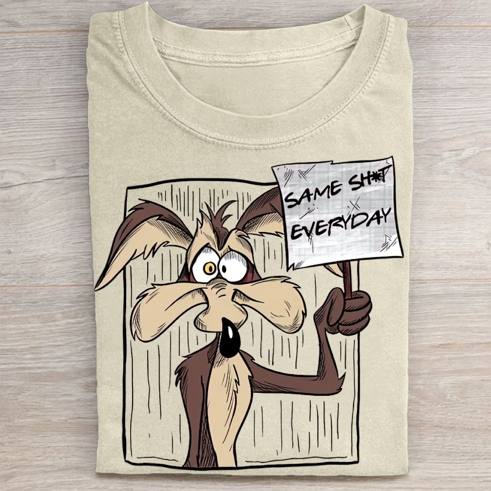  "Same Sht Everyday" Wile E. Coyote Meme Vintage Washed Tee