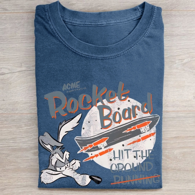 "Acme Rocket Board" Wile E. Coyote Retro Vintage Washed Tee