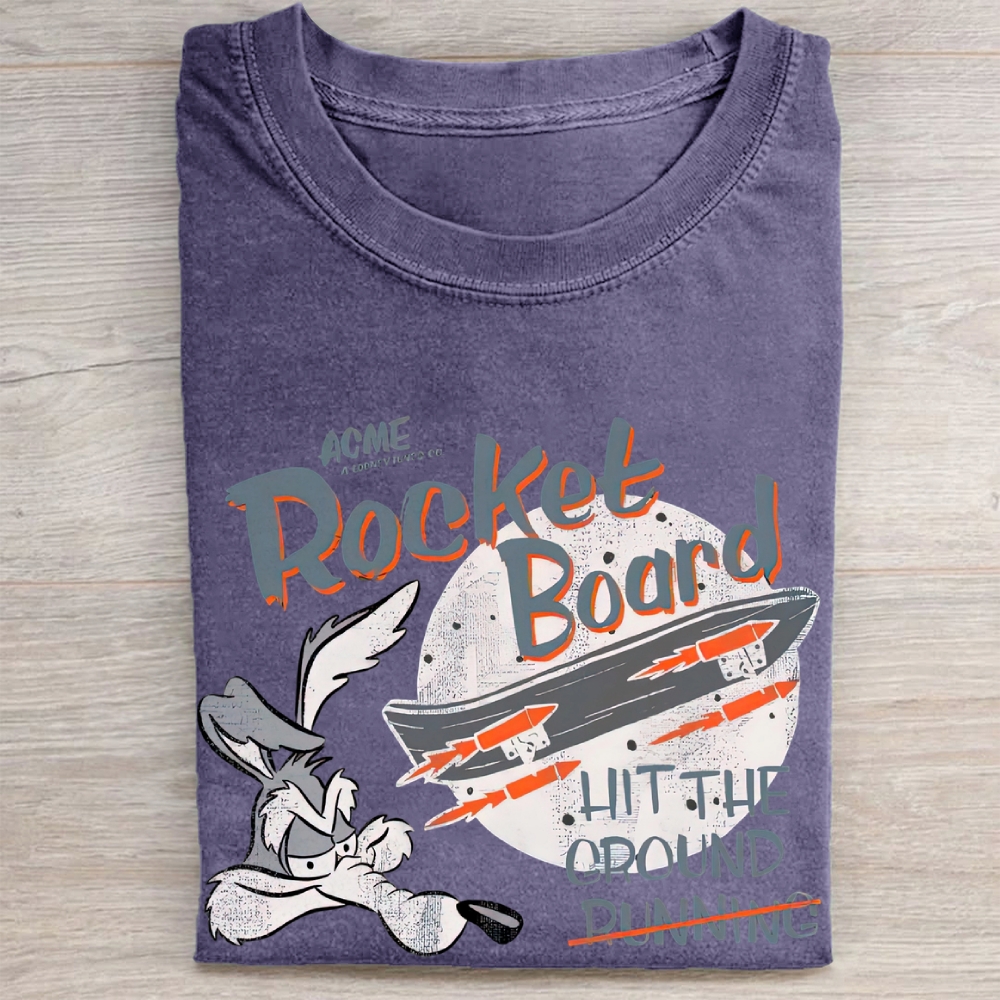 "Acme Rocket Board" Wile E. Coyote Retro Vintage Washed Tee
