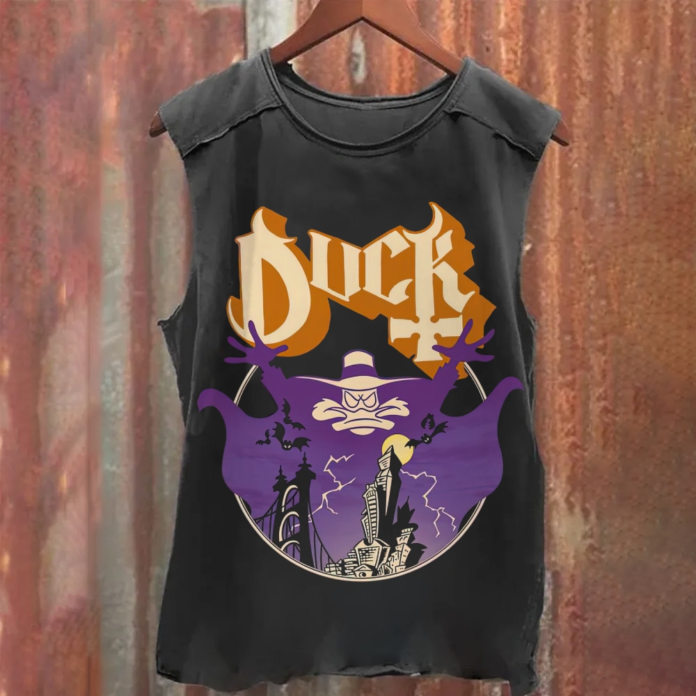  "Darkwing Duck" Parody Heavy Metal Washed Tank Top