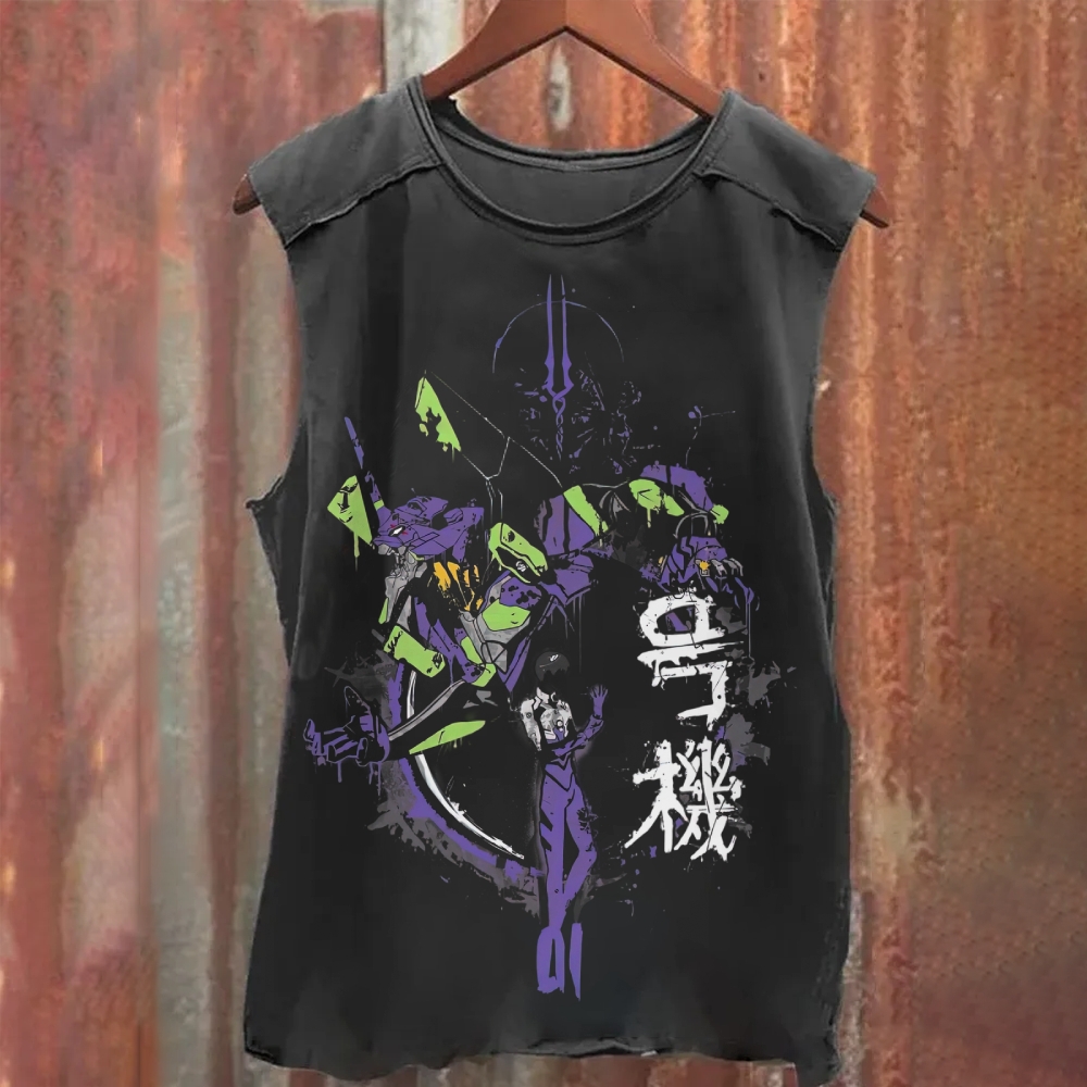  "Unit-01 Evangelion" Anime Washed Tank Top 