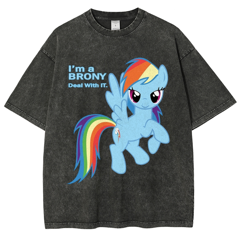 "I'm a Brony, Deal With It" Rainbow Dash Washed T-Shirt 