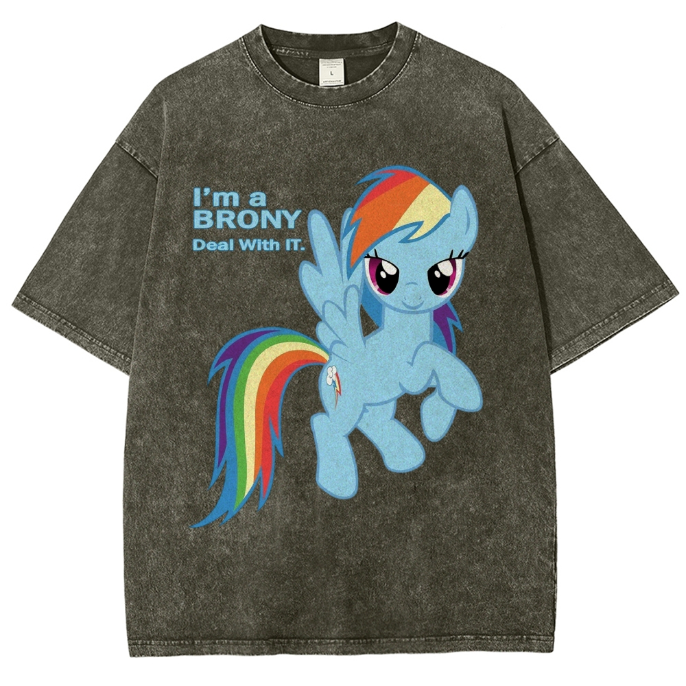 "I'm a Brony, Deal With It" Rainbow Dash Washed T-Shirt 