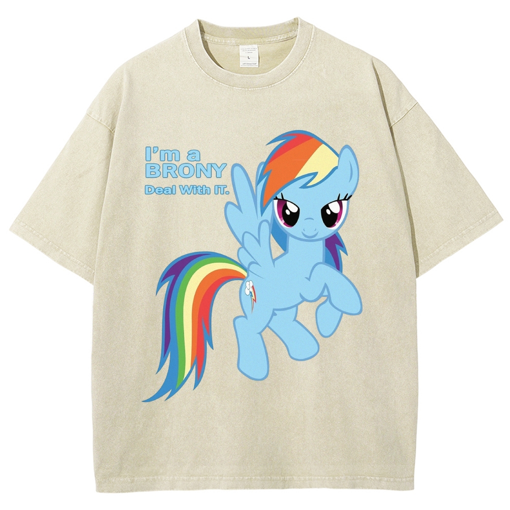 "I'm a Brony, Deal With It" Rainbow Dash Washed T-Shirt 