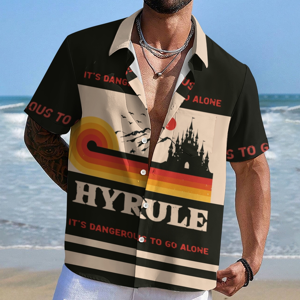 "Hyrule Retro Travel Poster" Vintage Hawaiian Shirt