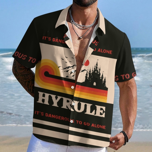 "Hyrule Retro Travel Poster" Vintage Hawaiian Shirt