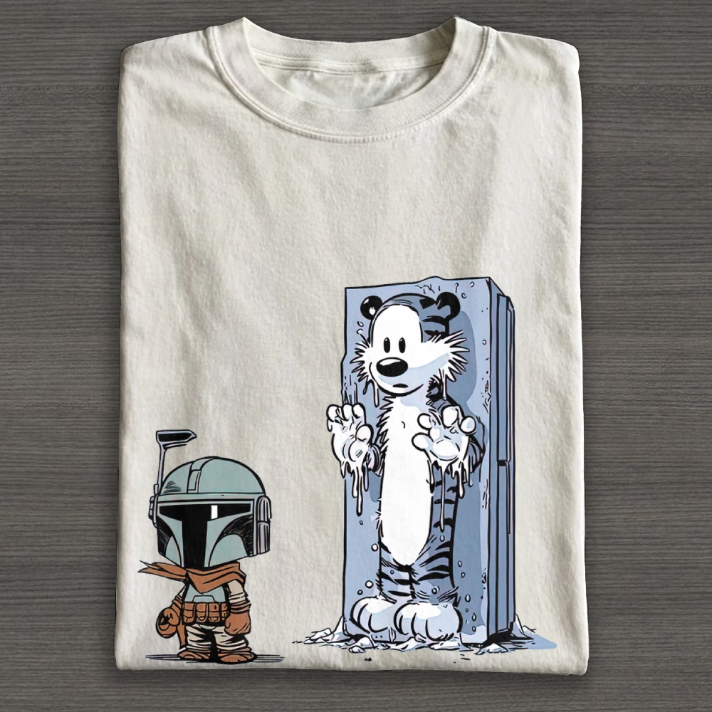 Calvin and Hobbes Star Wars Parody Vintage Cotton T-shirt
