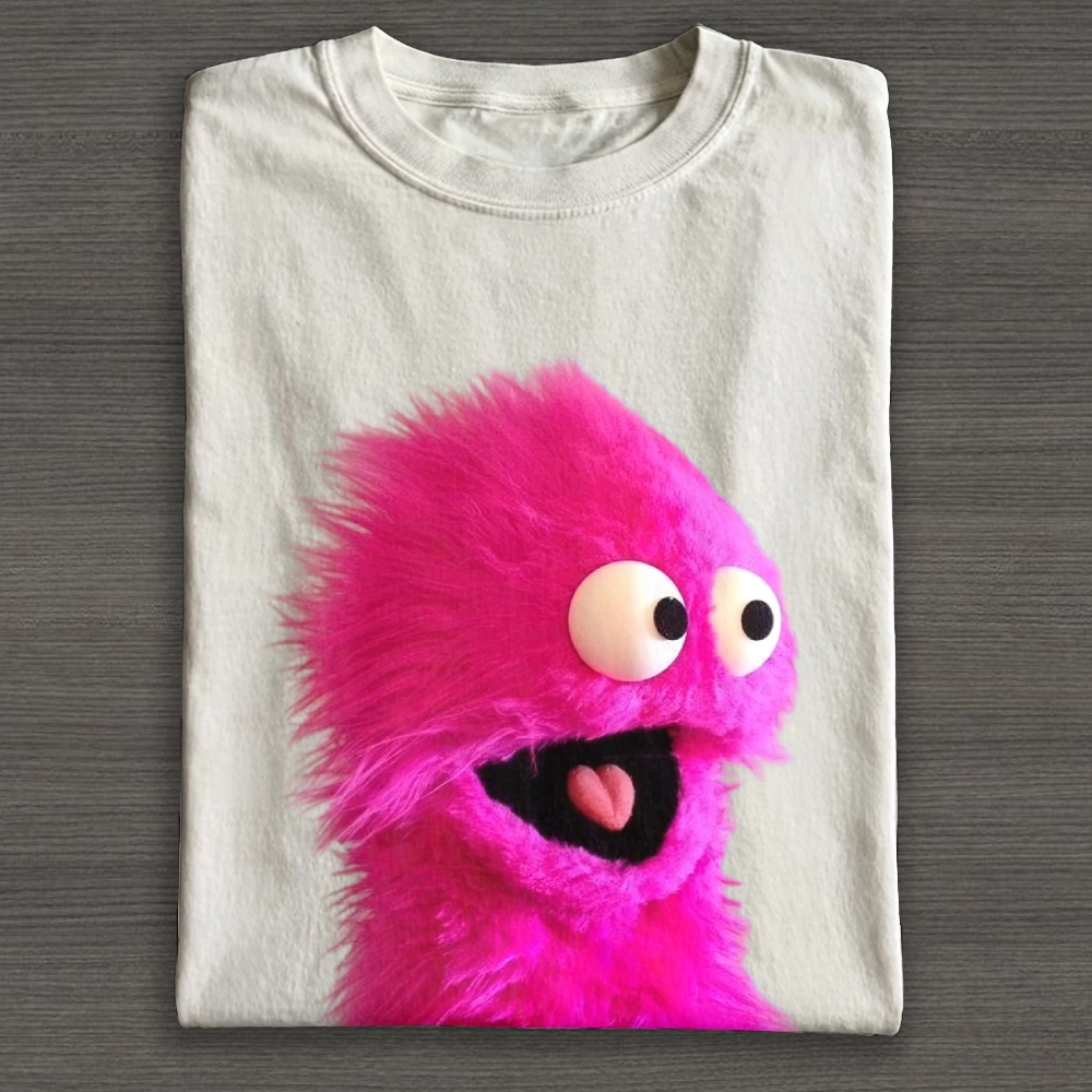 "Pink Fuzzy Muppet" Retro Cotton T-shirt