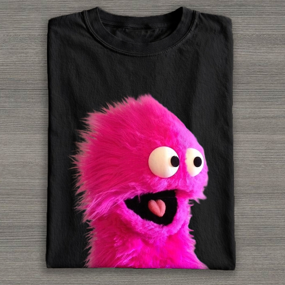 "Pink Fuzzy Muppet" Retro Cotton T-shirt