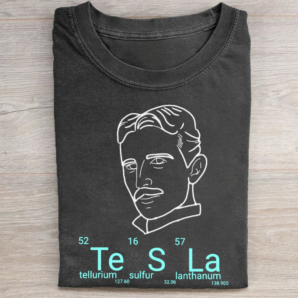 "Tesla Periodic Table" Science Meme Vintage Washed Tee